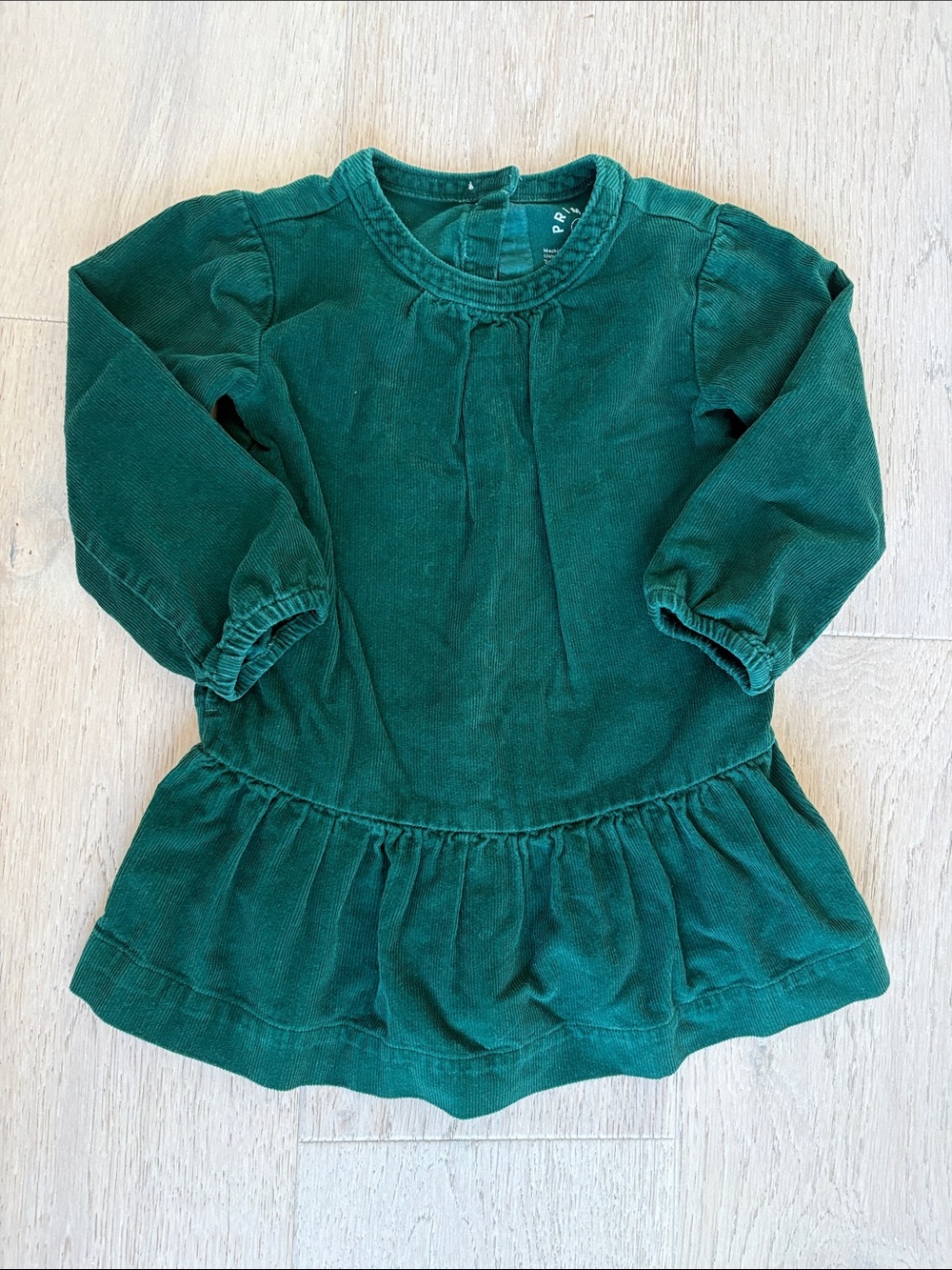 Primary Forest Green Corduroy Peplum Dress